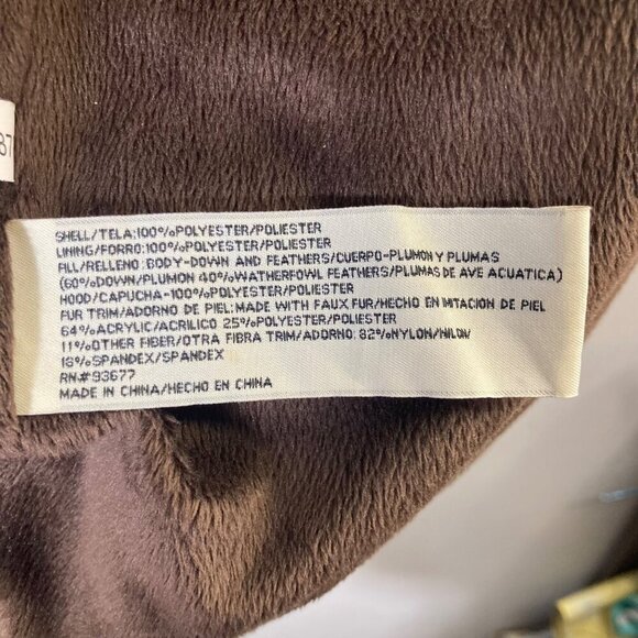 Womens St Johns Bay Down Puffer Parka Jacket Faux Fur Lined‎ Brown M - Picture 10 of 10